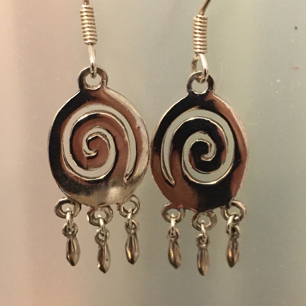925 Sterling Silver Spiral Dangle Earrings 15$